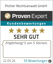 ProvenExpert-Bewertungssiegel – Pichler Rechtsanwalt GmbH